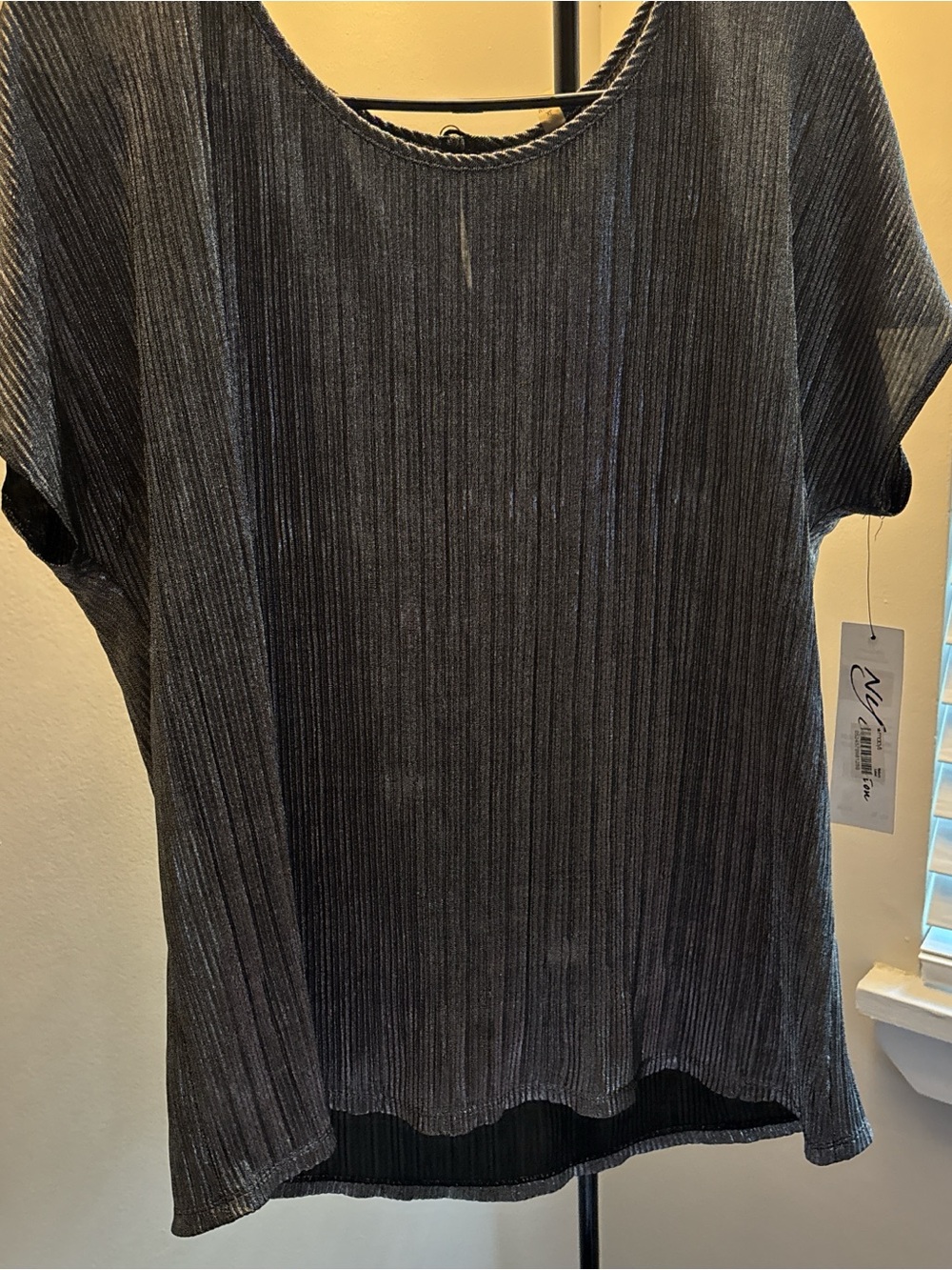 Macy's Women's Charcoal Ribbed Short-Sleeve Top